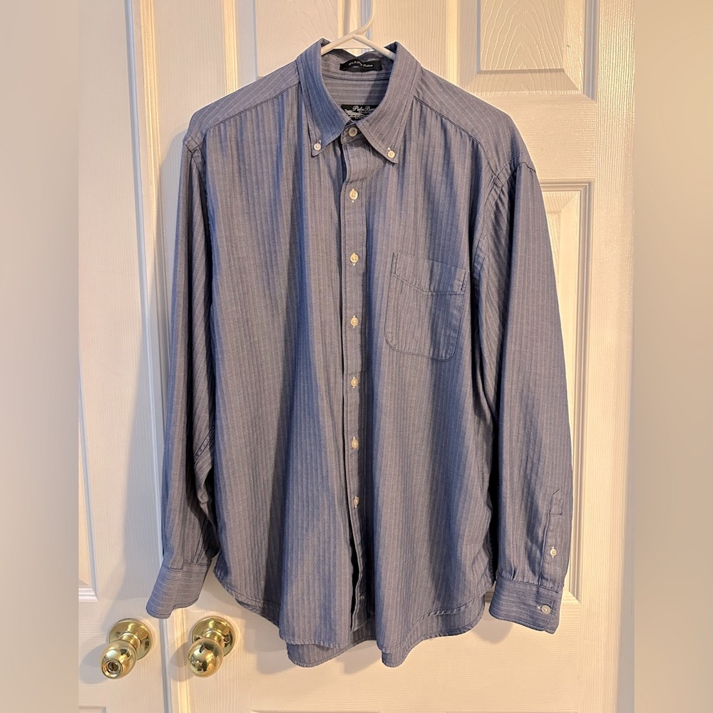 ❤️ Men’s Palm Beach Herringbone Blue Button-down Shirt Size L